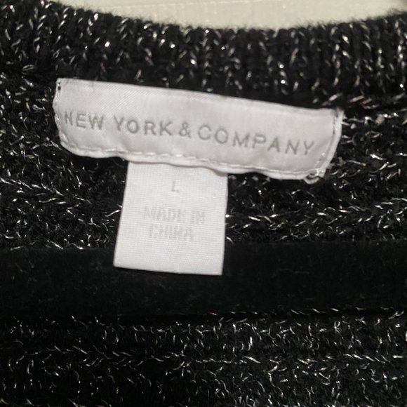 New York & Company Sparkly Black V-Neck Sweater (Large) - Picture 4 of 7